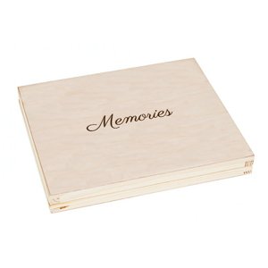 FK Dřevěná krabička na dárek nebo fotografie 10x15 s gravírováním MEMORIES - 22x18x3 cm, Přírodní