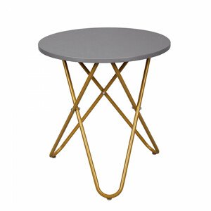 Tempo Kondela Příruční stolek RONDEL - šedá/zlatý nátěr + kupón KONDELA10 na okamžitou slevu 3% (kupón uplatníte v košíku)