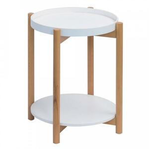 Tempo Kondela Příruční stolek s odnímatelnou tácem KABRA - bílá / přírodní + kupón KONDELA10 na okamžitou slevu 3% (kupón uplatníte v košíku)