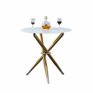 Tempo Kondela Jídelní stůl/kávový stolek DONIO - bílá/gold chrom zlatý + kupón KONDELA10 na okamžitou slevu 3% (kupón uplatníte v košíku)